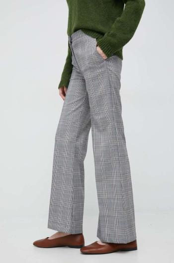 Kalhoty United Colors of Benetton dámské, šedá barva, zvony, high waist