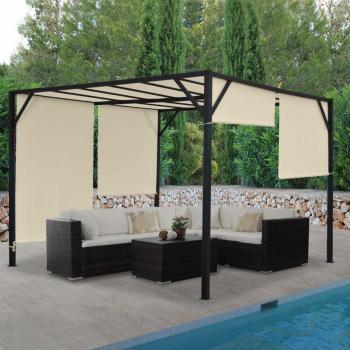 Pergola se stahovací střechou 4x4 m Dekorhome Krémová