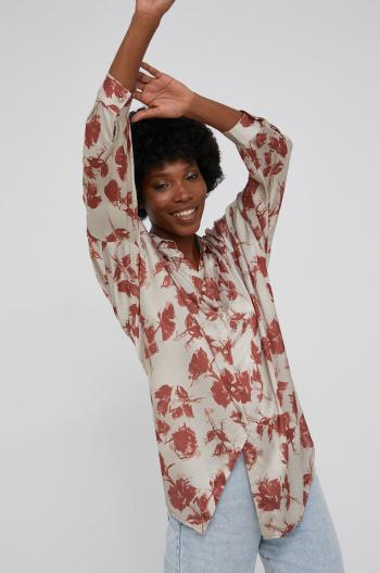 Košile Answear Lab dámská, béžová barva, relaxed, s klasickým límcem