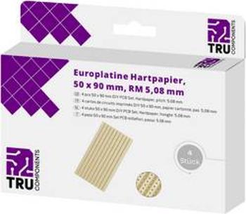 Eurodeska tvrzený papír TRU COMPONENTS (d x š) 90 mm x 50 mm, tloušťka 35 µm, RM 5.08 mm, 4 ks