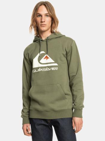 Khaki pánská vzorovaná mikina s kapucí Quiksilver Big Logo Hood