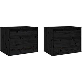 Shumee Nástěnné 2 ks černé 45×30×35 cm masivní borové dřevo, 813444 (813444)