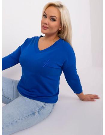 Dámská halenka s výstřihem do V plus size TRISTIN kobaltová 