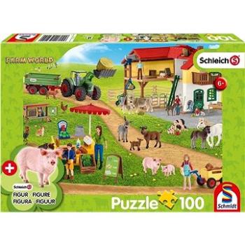 Puzzle Schleich Farma s prodejním stánkem 100 dílků + figurka Schleich (4001504564049)