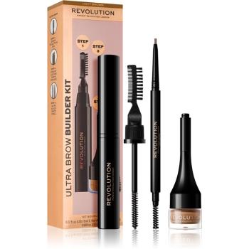 Makeup Revolution Ultra Brow Builder sada na obočí odstín Light Brown