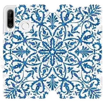 Flipové pouzdro na mobil Huawei P30 Lite - ME01P Modré květinové vzorce (5903226897261)