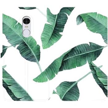 Flipové pouzdro na mobil Xiaomi Redmi Note 4 Global - MG06P Zelené listy na bílém pozadí (5903226338405)