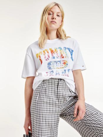 Tommy Jeans dámské bílé oversize triko - S (YBR)