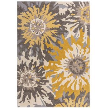 Flair Rugs koberce Kusový koberec Zest Soft Floral Grey/Ochre - 160x230 cm Žlutá