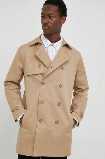 Trench kabát Bruuns Bazaar Autre Matti pánský, béžová barva, přechodný, oversize