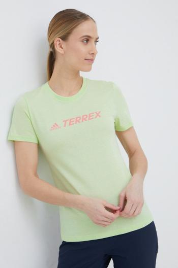 Bavlněné tričko adidas TERREX HE1645 zelená barva