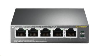 TP-Link switch TL-SF1005P (5x100Mb/s, 4xPoE+, 67W, fanless)