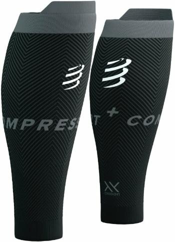 Compressport R2 Oxygen Black/Steel Grey T4 Běžecké návleky na lýtka