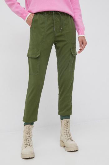 Kalhoty Pepe Jeans dámské, zelená barva, kapsáče, high waist