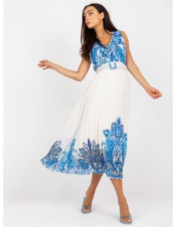 Dámské šaty s potisky midi plisované HONORA modré  