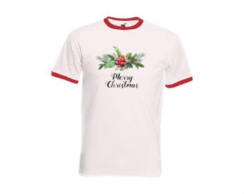 Pánské tričko s kontrastními lemy Merry Christmas