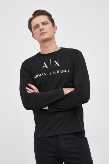 Tričko s dlouhým rukávem Armani Exchange pánské, černá barva, s potiskem, 8NZTCH Z8H4Z NOS