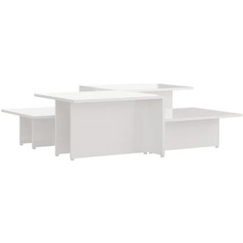Konferenční stolek 2 ks bílý lesklý 111,5x50x33 cm dřevotříska (805574)