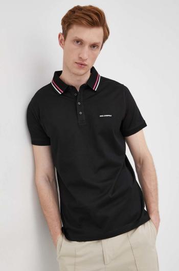 Bavlněné polo tričko Karl Lagerfeld černá barva, s aplikací