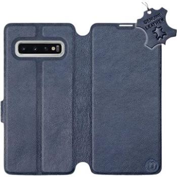 Flip pouzdro na mobil Samsung Galaxy S10 - Modré - kožené -   Blue Leather (5903226811892)