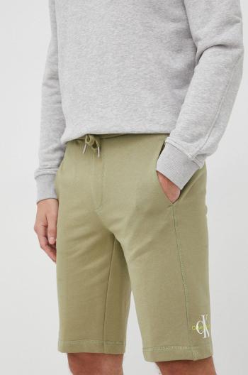 Bavlněné šortky Calvin Klein Jeans pánské, zelená barva