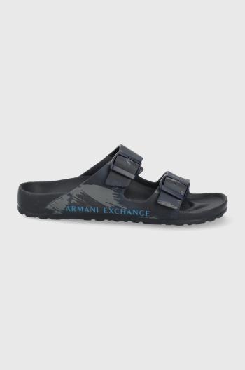 Pantofle Armani Exchange pánské, tmavomodrá barva