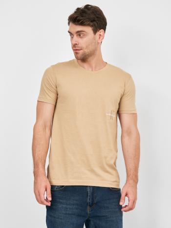 Calvin Klein pánské krémové tričko - L (PF2)