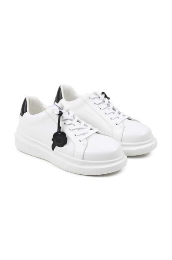 Dětské kožené sneakers boty Karl Lagerfeld bílá barva