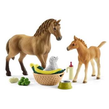 Schleich Set hříbě a Quarter kůň se štěňátkem a doplňky 42432 (4059433572772)