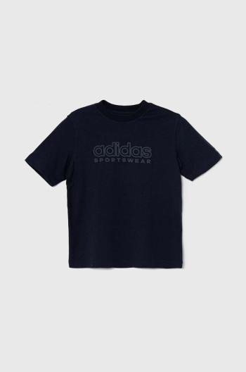 Dětské bavlněné tričko adidas J SZN GFX TEE tmavomodrá barva, s potiskem, IW0916