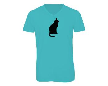 Pánské triko s výstřihem do V Kočka - Shean