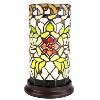 Válcovitá stolní lampa Tiffany s květinou Flo - Ø 15*26 cm E14/max 1*40W 5LL-6298