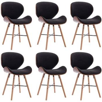 Jídelní židle 6 ks tmavě šedé textil a ohýbané dřevo (279502)