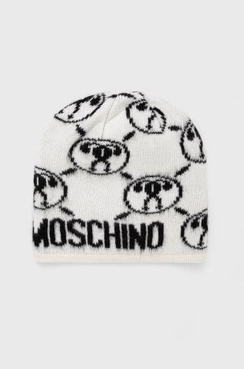 Čepice z vlněné směsi Moschino bílá barva,