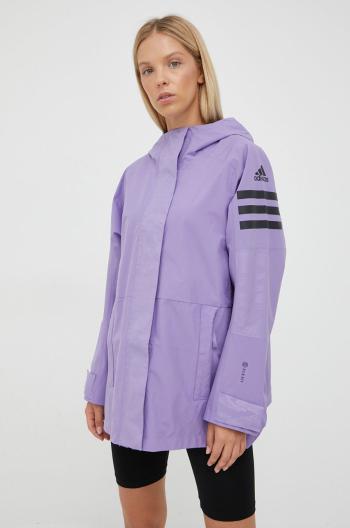 Nepromokavá bunda adidas TERREX Utilitas dámská, fialová barva, přechodná