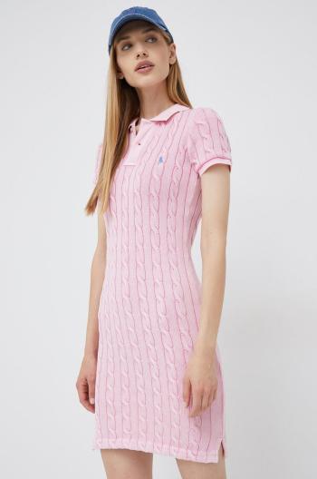 Bavlněné šaty Polo Ralph Lauren růžová barva, mini