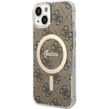 Guess 4G IML MagSafe Kompatibilní Zadní Kryt pro iPhone 14 Brown (GUHMP14SH4STW)