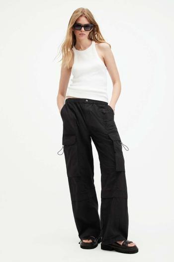 Bavlněné kalhoty AllSaints BARBARA TROUSER černá barva, kapsáče, high waist, W021TA