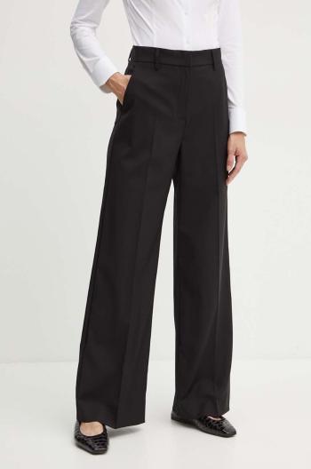 Vlněné kalhoty Weekend Max Mara černá barva, jednoduché, high waist, 2425136041600