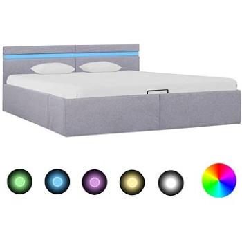 Rám postele úložný prostor LED světle šedý textil 180x200 cm (285611)