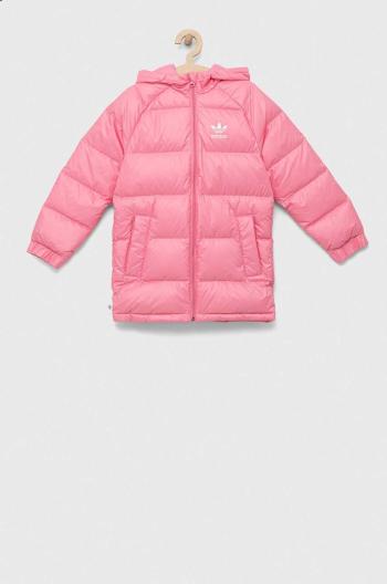 Dětská péřová bunda adidas Originals DOWN JACKET ELO růžová barva