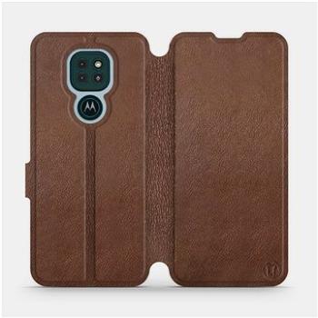 Kožené flip pouzdro na mobil Motorola Moto G9 Play - Hnědé -  Brown Leather (5903516382859)