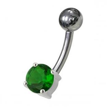 Šperky4U Stříbrný piercing do pupíku - kulatý zirkon 6 mm - BP01146-E