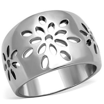 Šperky4U Ocelový prsten s květinovým motivem - velikost 50 - AL-0121-50