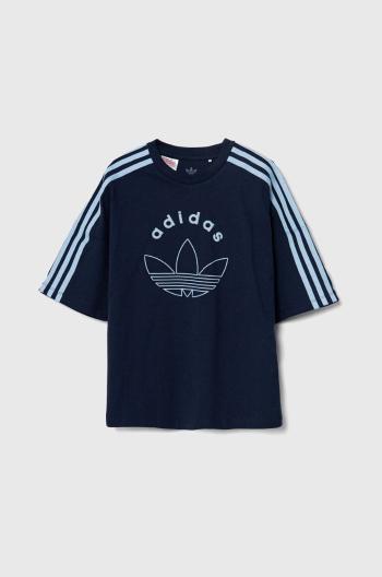 Dětské bavlněné tričko adidas Originals tmavomodrá barva, s potiskem, IZ4549