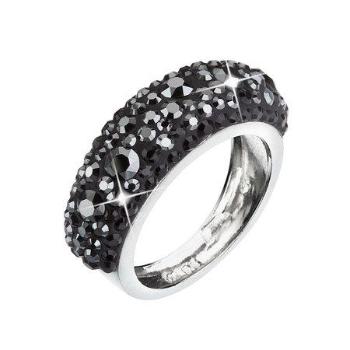 Stříbrný prsten s krystaly Swarovski černý 35031.5, hematite, 52
