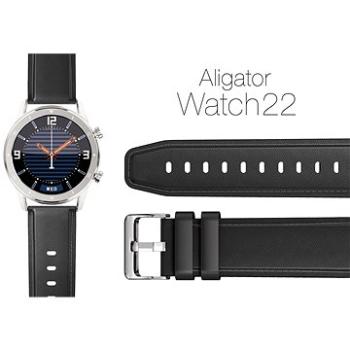 Aligator Watch 22 mm kožený řemínek černý (22AW0006)