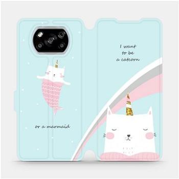 Flipové pouzdro na mobil Xiaomi POCO X3 NFC - MH11S Kočička - I want to be a catcorn or a marmaid (5903516393435)
