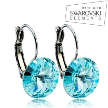 Ocelové náušnice RIVOLI 12 mm SWAROVSKI Elements Light Turquise ASW06