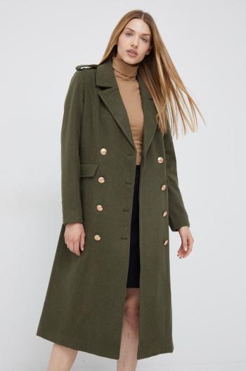 Vlněný kabát Y.A.S zelená barva, přechodný, dvouřadový